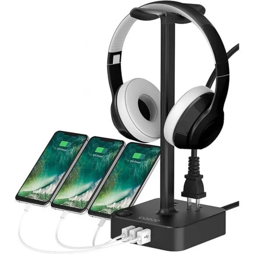 Headphone Stand w/ USB Charger Desktop Gaming Headset Holder Hanger Gaming Gift